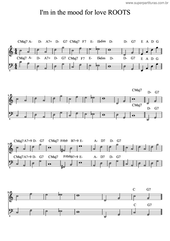 Partitura da música I`M In The Mood For Love Roots [Bass]